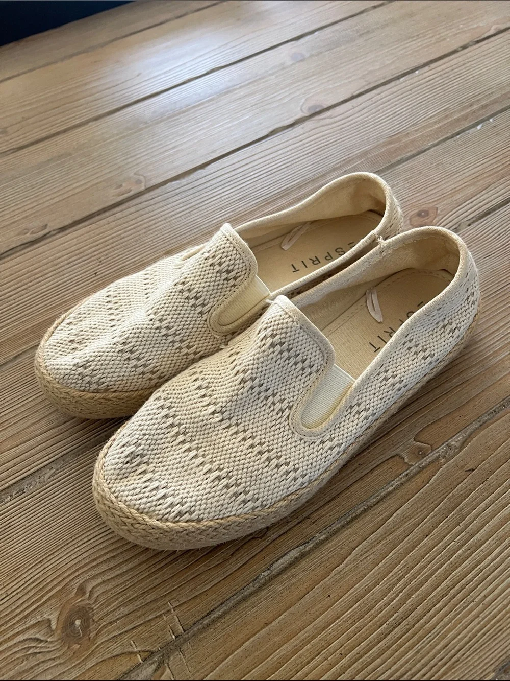 Esprit Cream Knit Slip-On Espadrille Flats